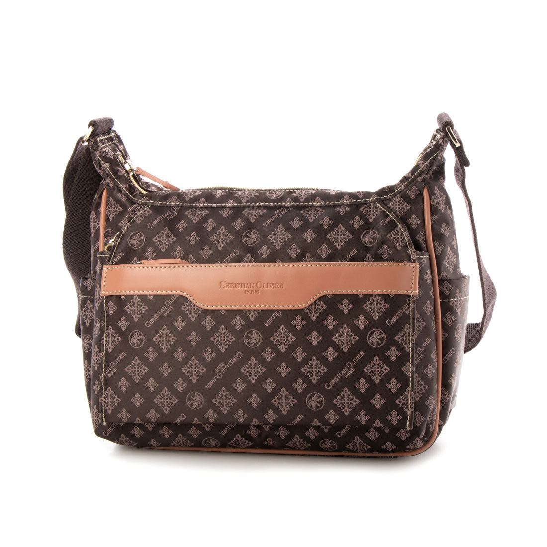 CHRISTIAN OLIVIER PARIS flap design shoulder bag, water repellent, monogram, jacquard weave