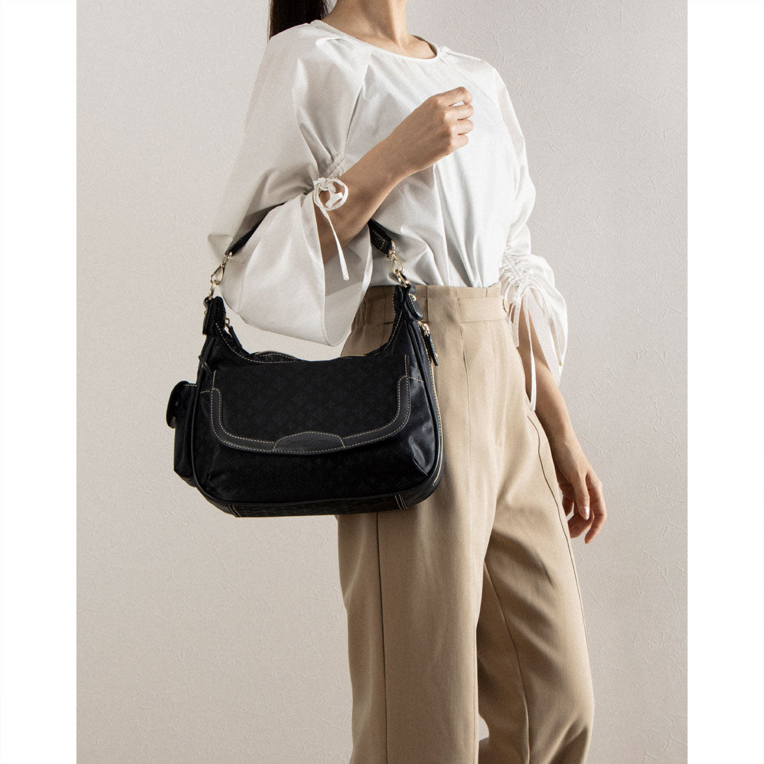 CHRISTIAN OLIVIER PARIS Shoulder bag, 2-way handbag, water repellent, monogram, jacquard weave