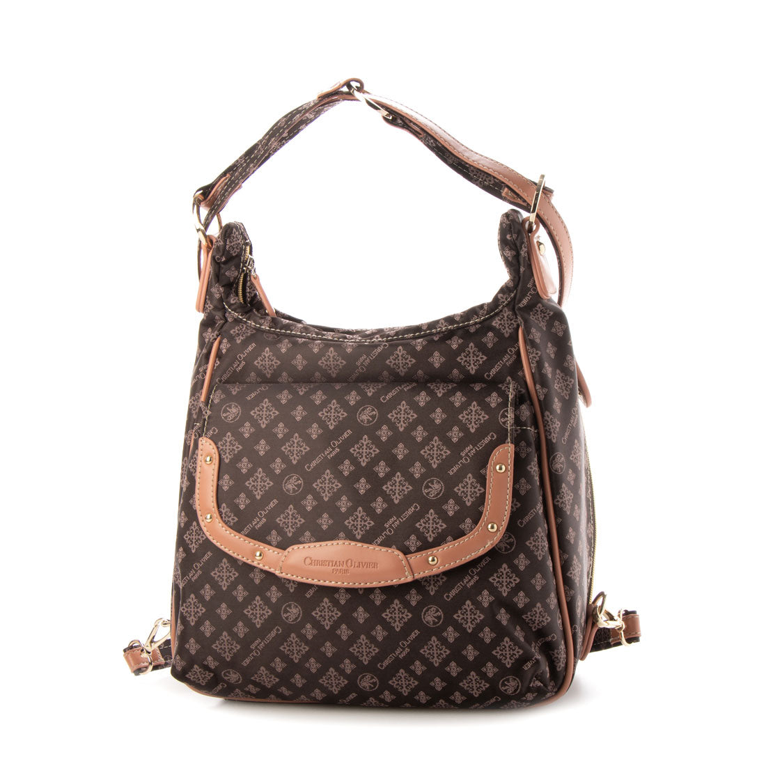 CHRISTIAN OLIVIER PARIS 3-Way Shoulder Backpack, Water-Repellent, Monogram, Jacquard Weave