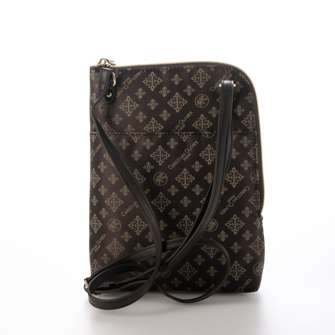CHRISTIAN OLIVIER PARIS Vertical Multi-Pouch Water Repellent Monogram Jacquard Weave