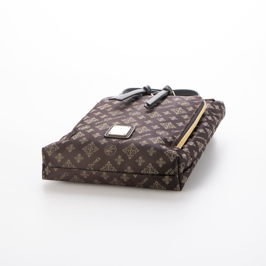 CHRISTIAN OLIVIER PARIS Vertical Multi-Pouch Water Repellent Monogram Jacquard Weave