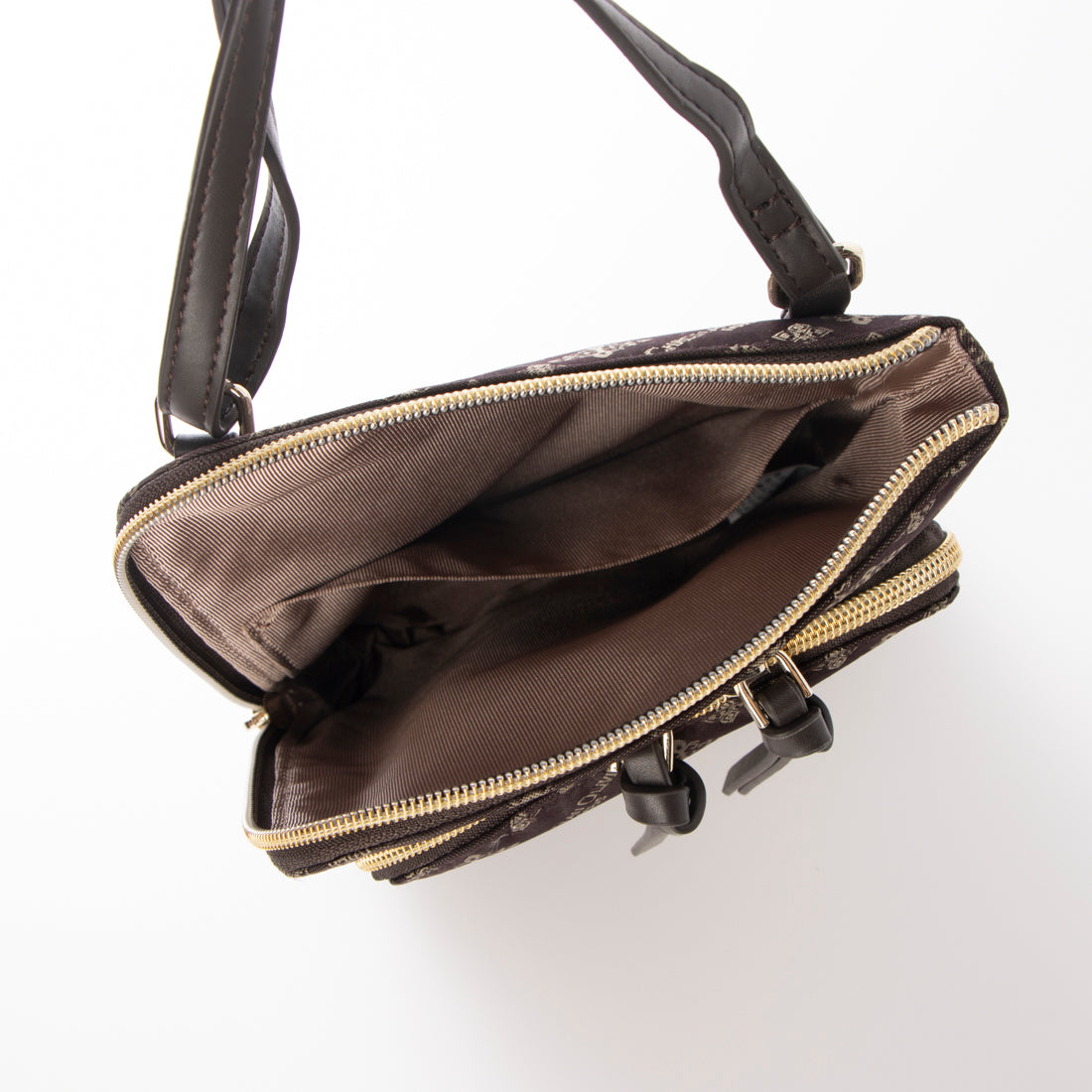 CHRISTIAN OLIVIER PARIS Vertical Multi-Pouch Water Repellent Monogram Jacquard Weave