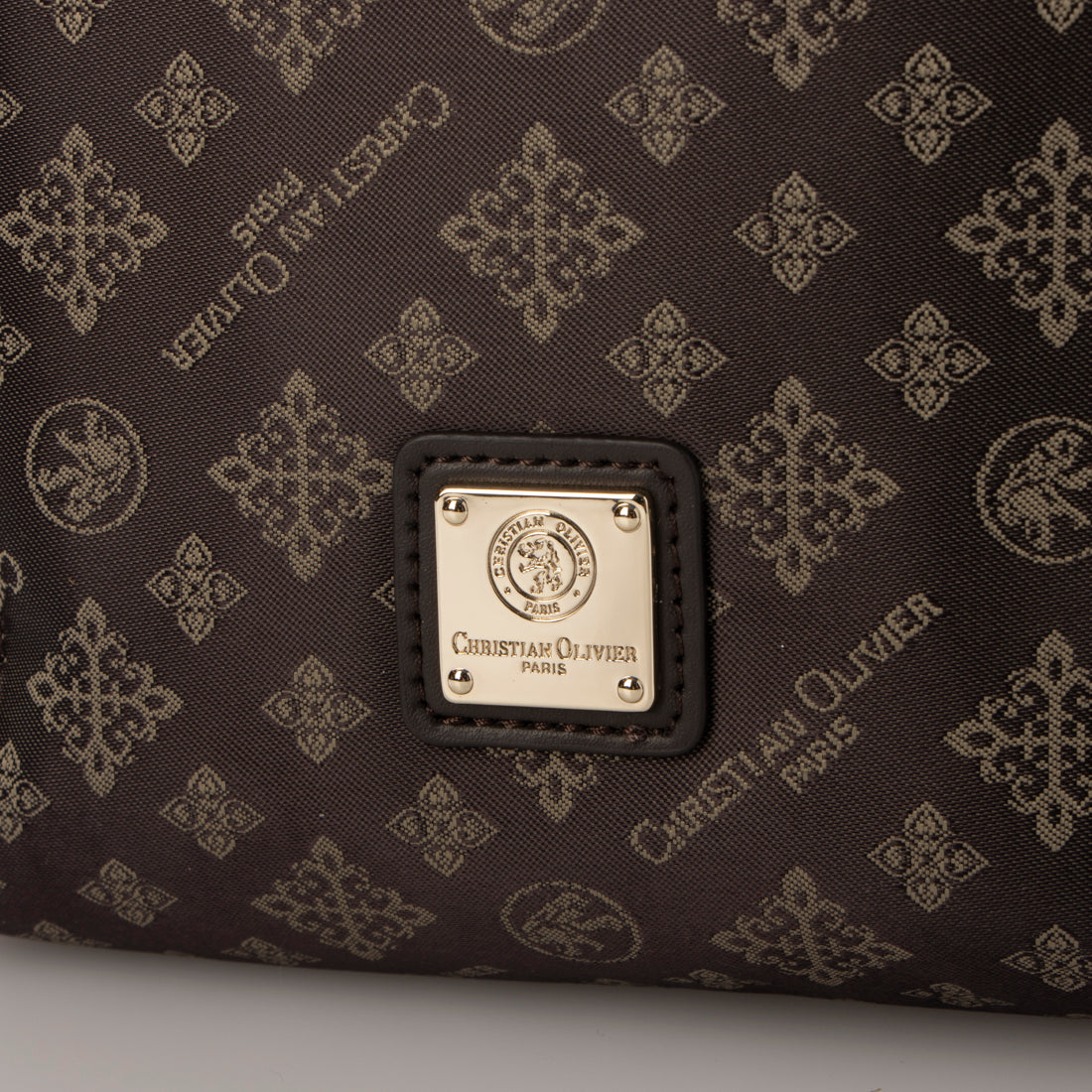 CHRISTIAN OLIVIER PARIS Vertical Multi-Pouch Water Repellent Monogram Jacquard Weave