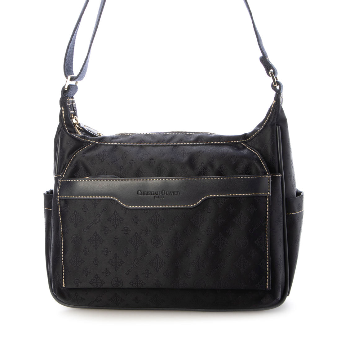 CHRISTIAN OLIVIER PARIS flap design shoulder bag, water repellent, monogram, jacquard weave