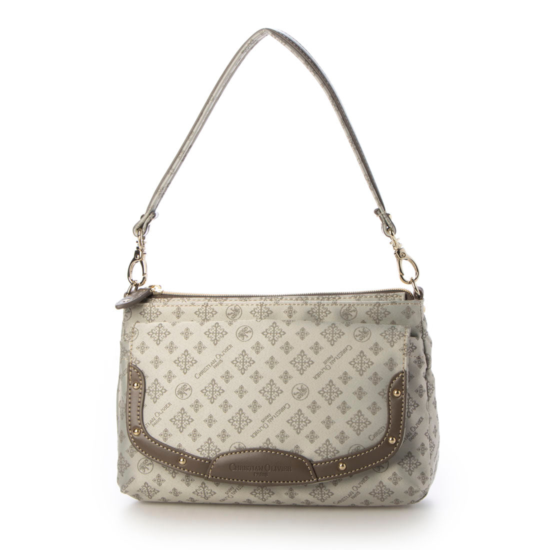 CHRISTIAN OLIVIER PARIS Wallet Shoulder Bag 2-Way Handbag Water Repellent Monogram Jacquard Weave