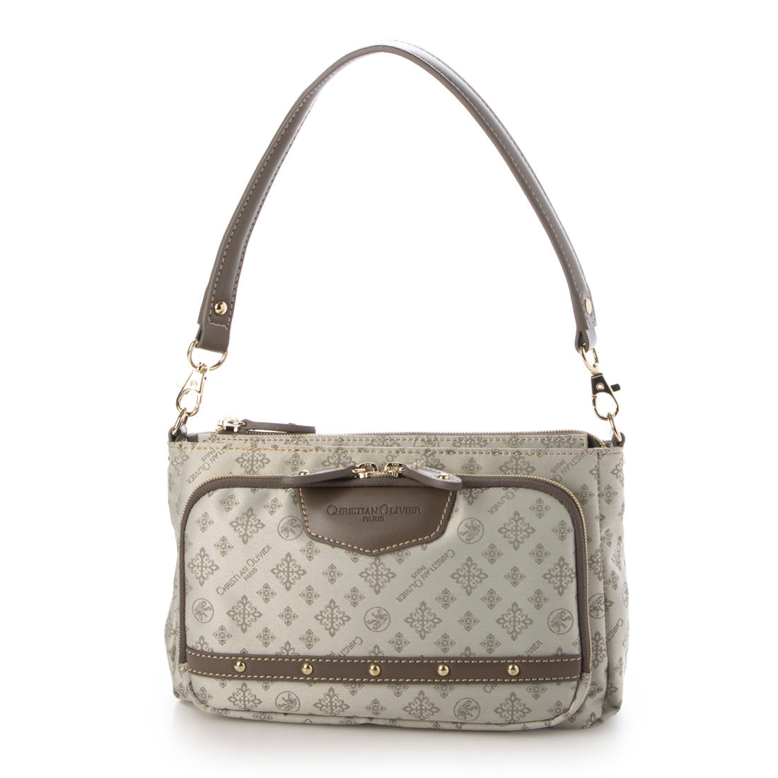 CHRISTIAN OLIVIER PARIS Wallet Pochette 2-Way Shoulder Water Repellent Monogram Jacquard Weave