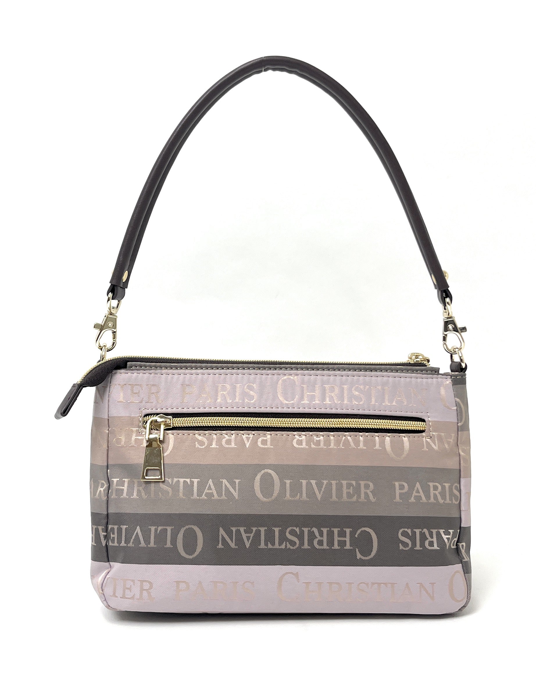 CHRISTIAN OLIVIER PARIS Christian Olivier Striped Pattern Wallet Pouch 2Way Shoulder Water-Repellent Pre-Dyed Jacquard Weave