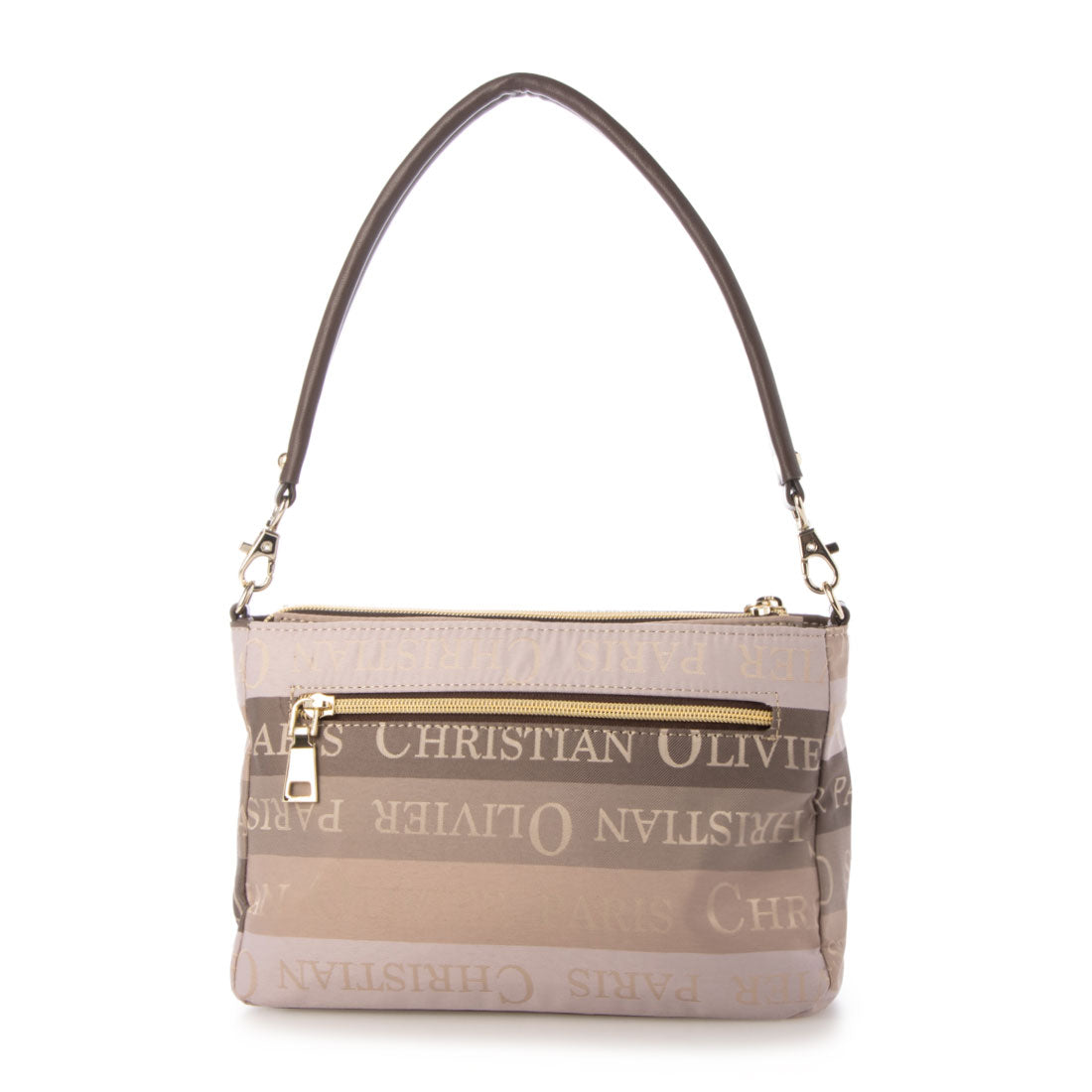 CHRISTIAN OLIVIER PARIS Christian Olivier Striped Pattern Wallet Pouch 2Way Shoulder Water-Repellent Pre-Dyed Jacquard Weave