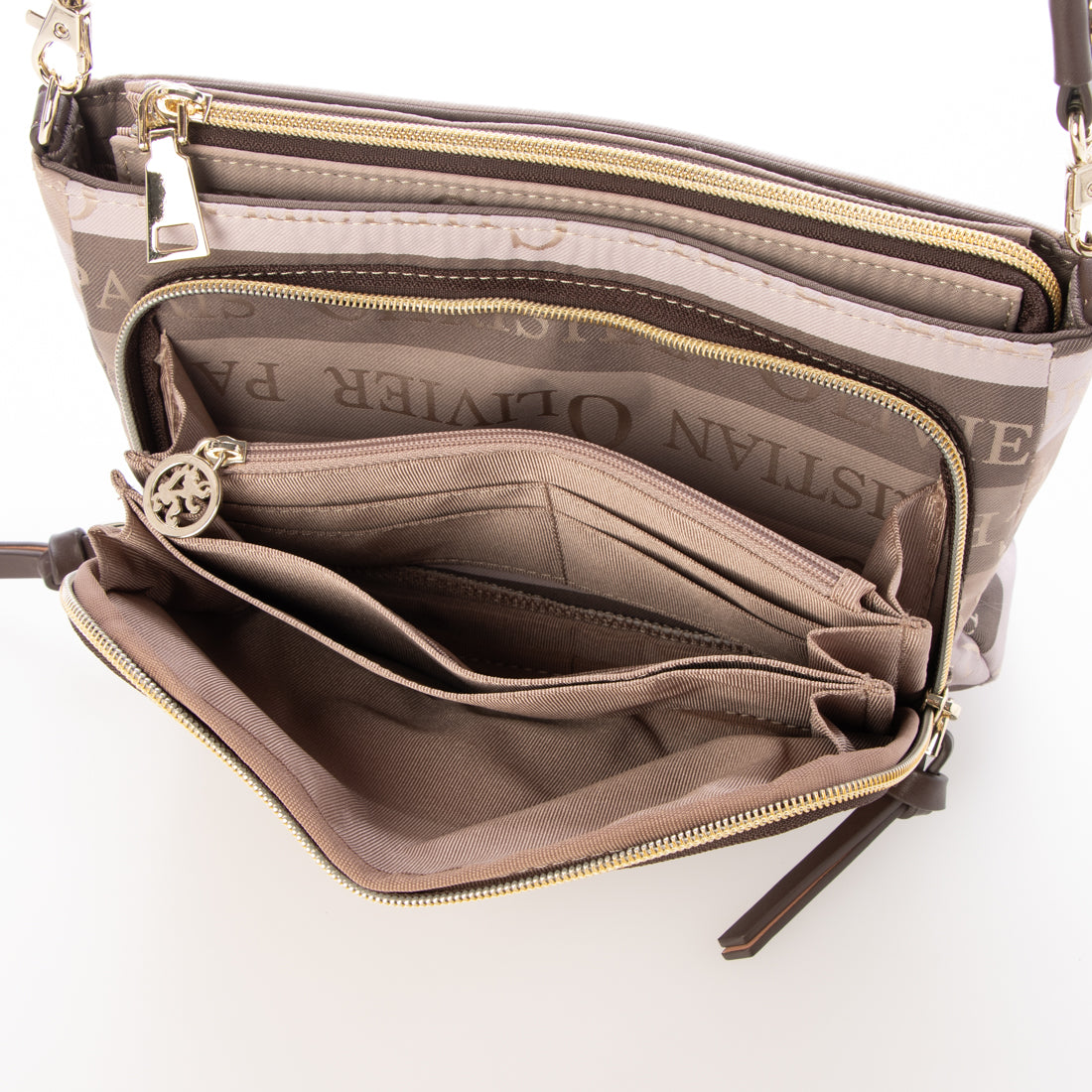 CHRISTIAN OLIVIER PARIS Christian Olivier Striped Pattern Wallet Pouch 2Way Shoulder Water-Repellent Pre-Dyed Jacquard Weave