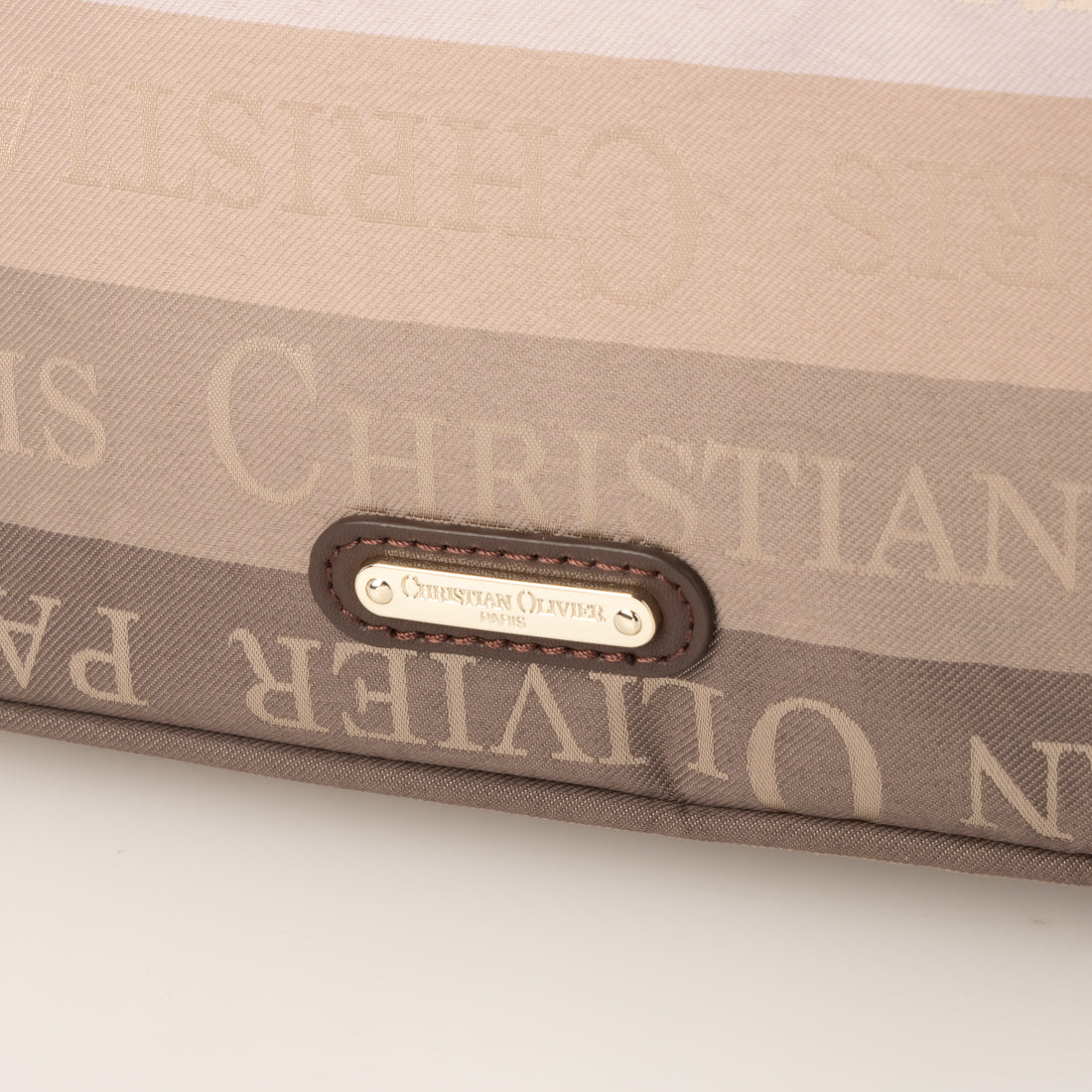 CHRISTIAN OLIVIER PARIS Christian Olivier Striped Pattern Wallet Pouch 2Way Shoulder Water-Repellent Pre-Dyed Jacquard Weave