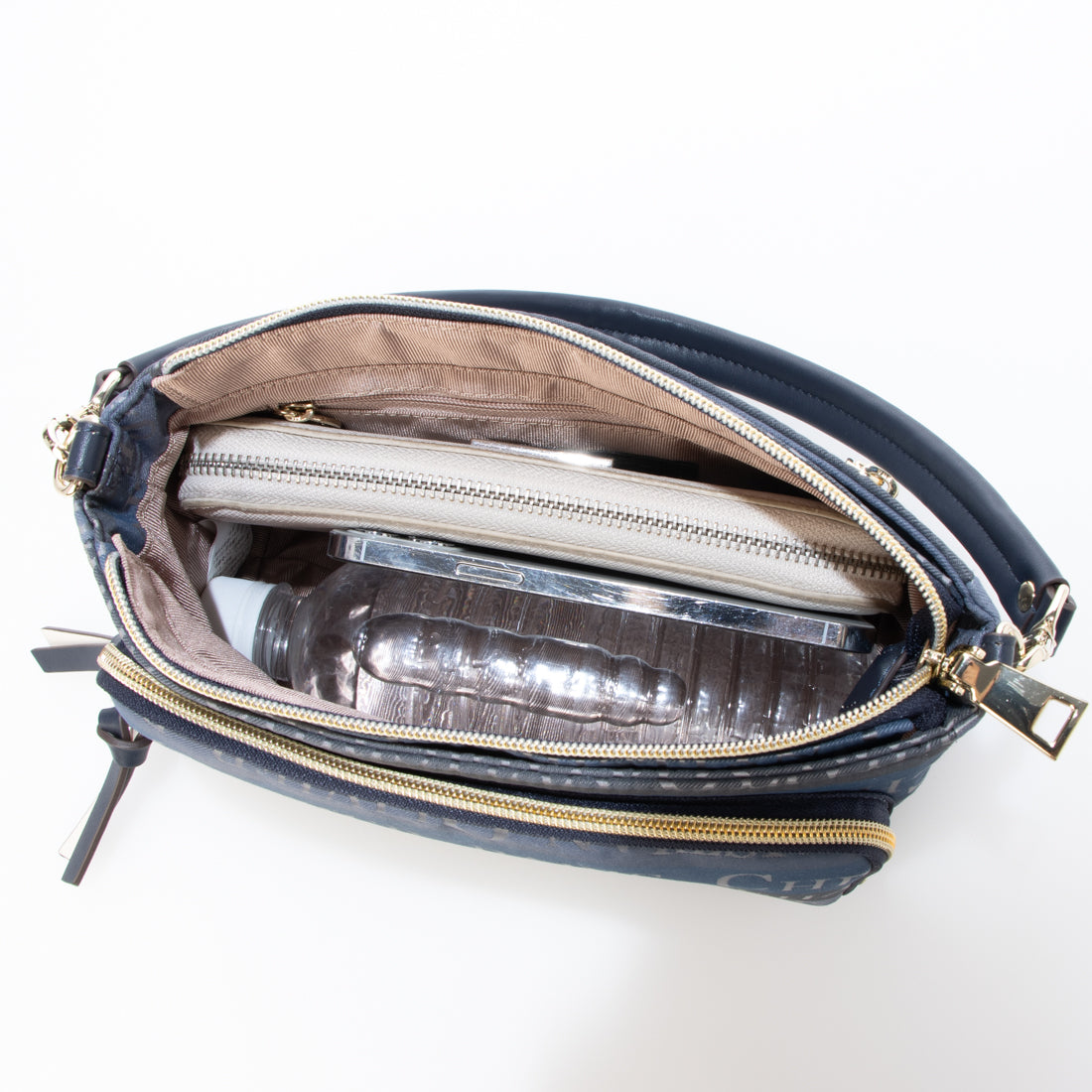 CHRISTIAN OLIVIER PARIS Christian Olivier Striped Pattern Wallet Pouch 2Way Shoulder Water-Repellent Pre-Dyed Jacquard Weave