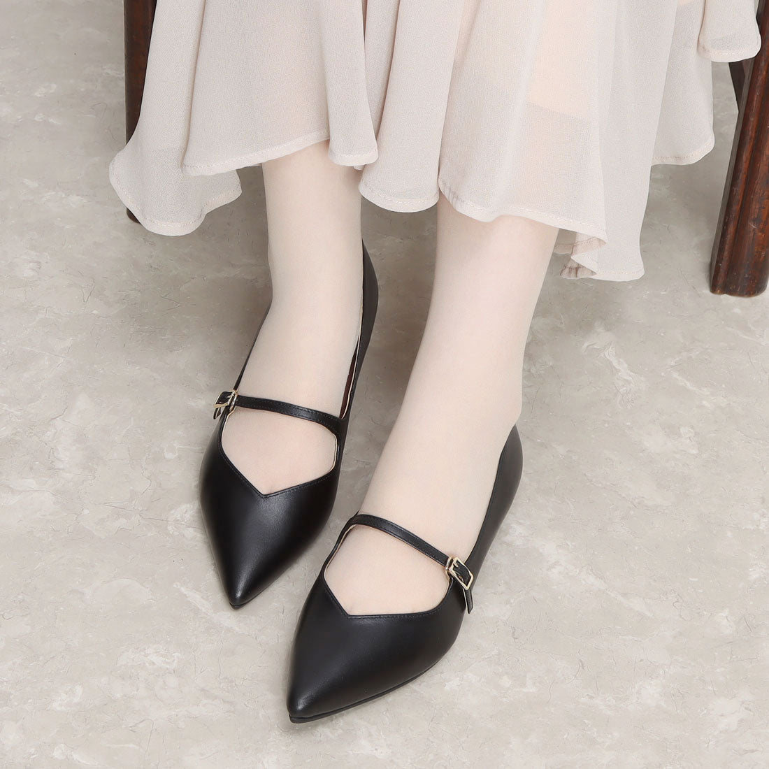 シェルシェ エトワール chercher ETOILE ストラップ フラットパンプス