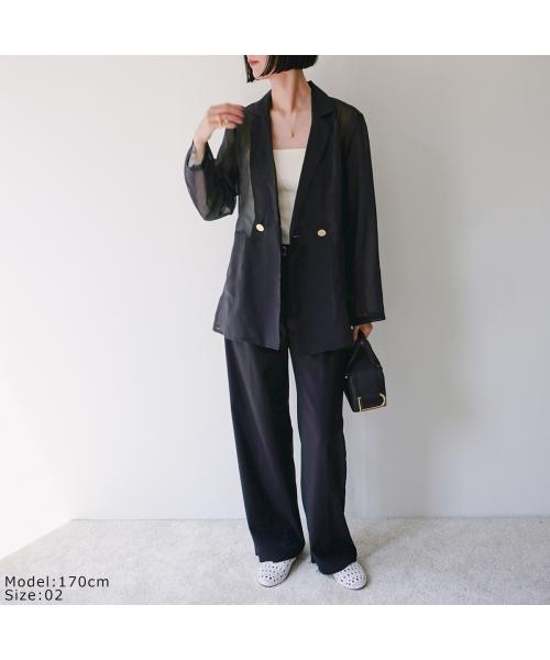 クロシェ CLOCHE CLOCHE シアージャケット 510-85029 サマージャケット ダブル （88/ブラック） 88/ブラック