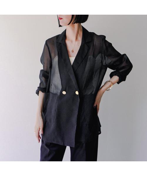 クロシェ CLOCHE CLOCHE シアージャケット 510-85029 サマージャケット ダブル （88/ブラック） 88/ブラック