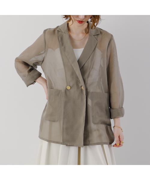 クロシェ CLOCHE CLOCHE シアージャケット 510-85029 サマージャケット ダブル （45/ダークベージュ） 45/ダークベージュ