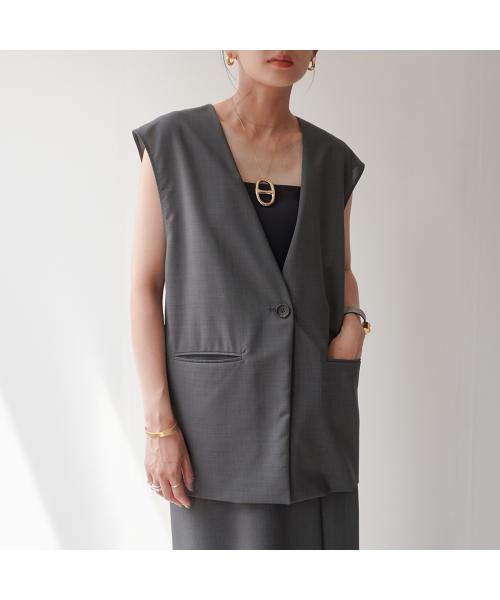 クロシェ CLOCHE CLOCHE ジレ ドライジョーゼット 85679 Vネック （78/チャコールグレー） 78/チャコールグレー