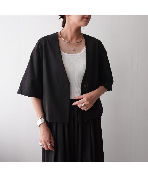 クロシェ CLOCHE CLOCHE ジャケット 84511 接触冷感 ノーカラー ショート丈 （88/ブラック） 88/ブラック