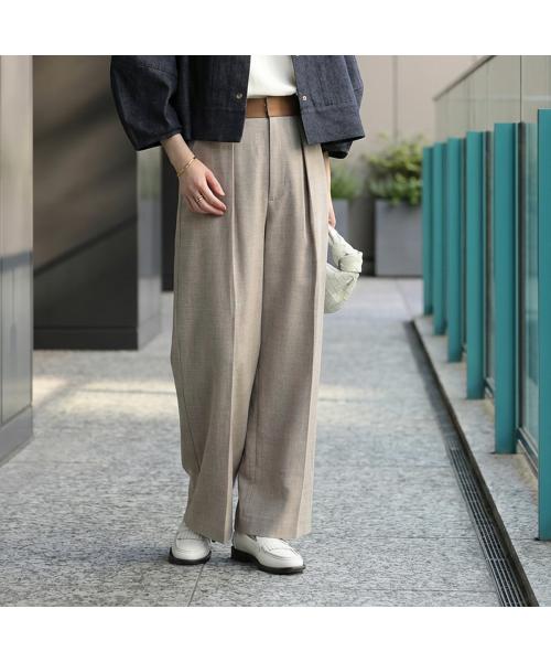 クロシェ CLOCHE CLOCHE タックパンツ 86004 ストレート （11/ベージュ） 11/ベージュ