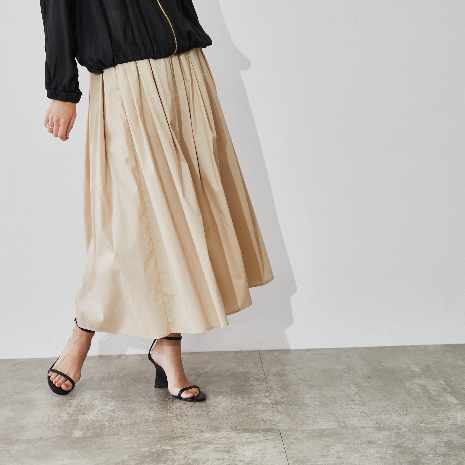 クロエンス cloenc タイプライターフレアスカート,ベージュ(052)