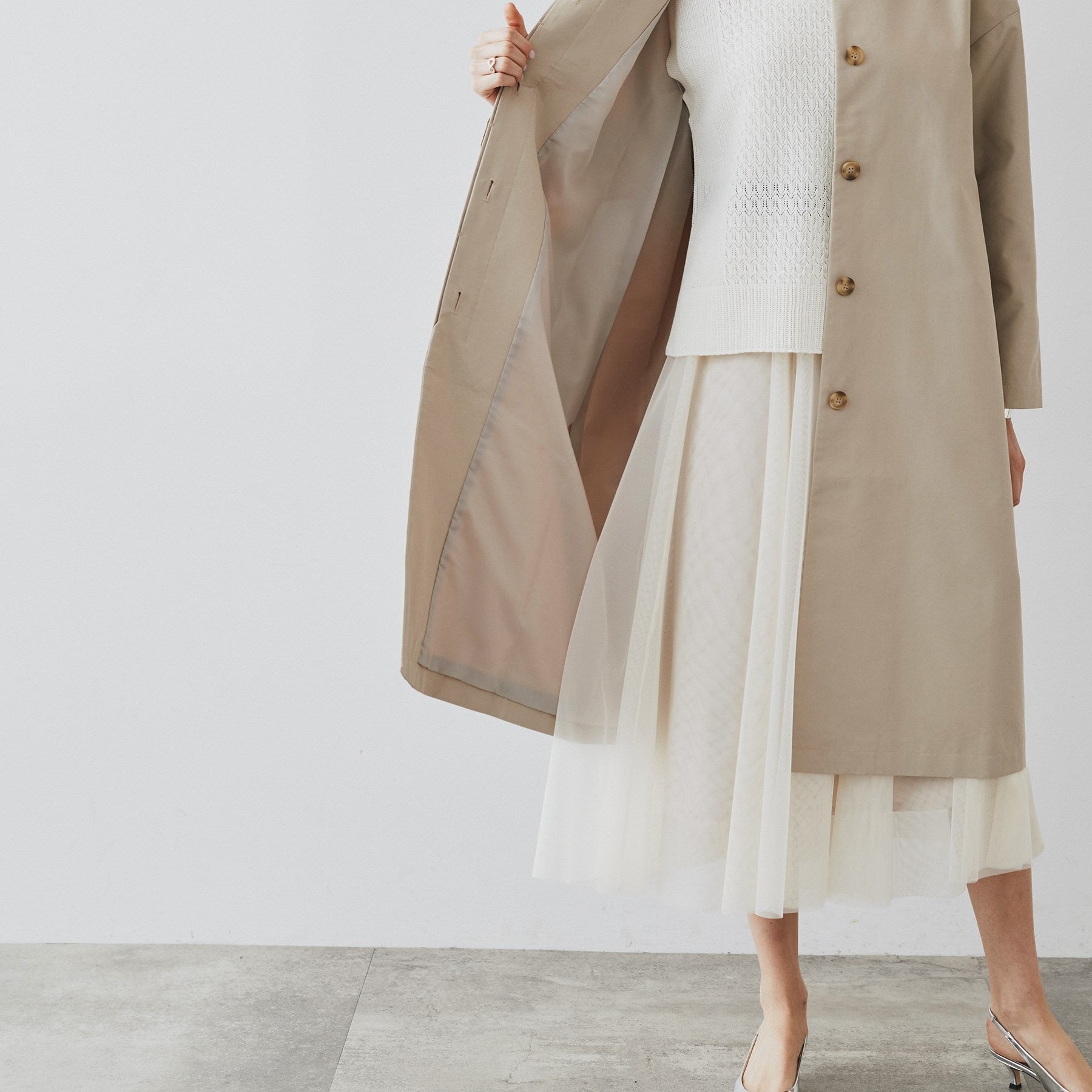 クロエンス cloenc シャンブレーノーカラーコート