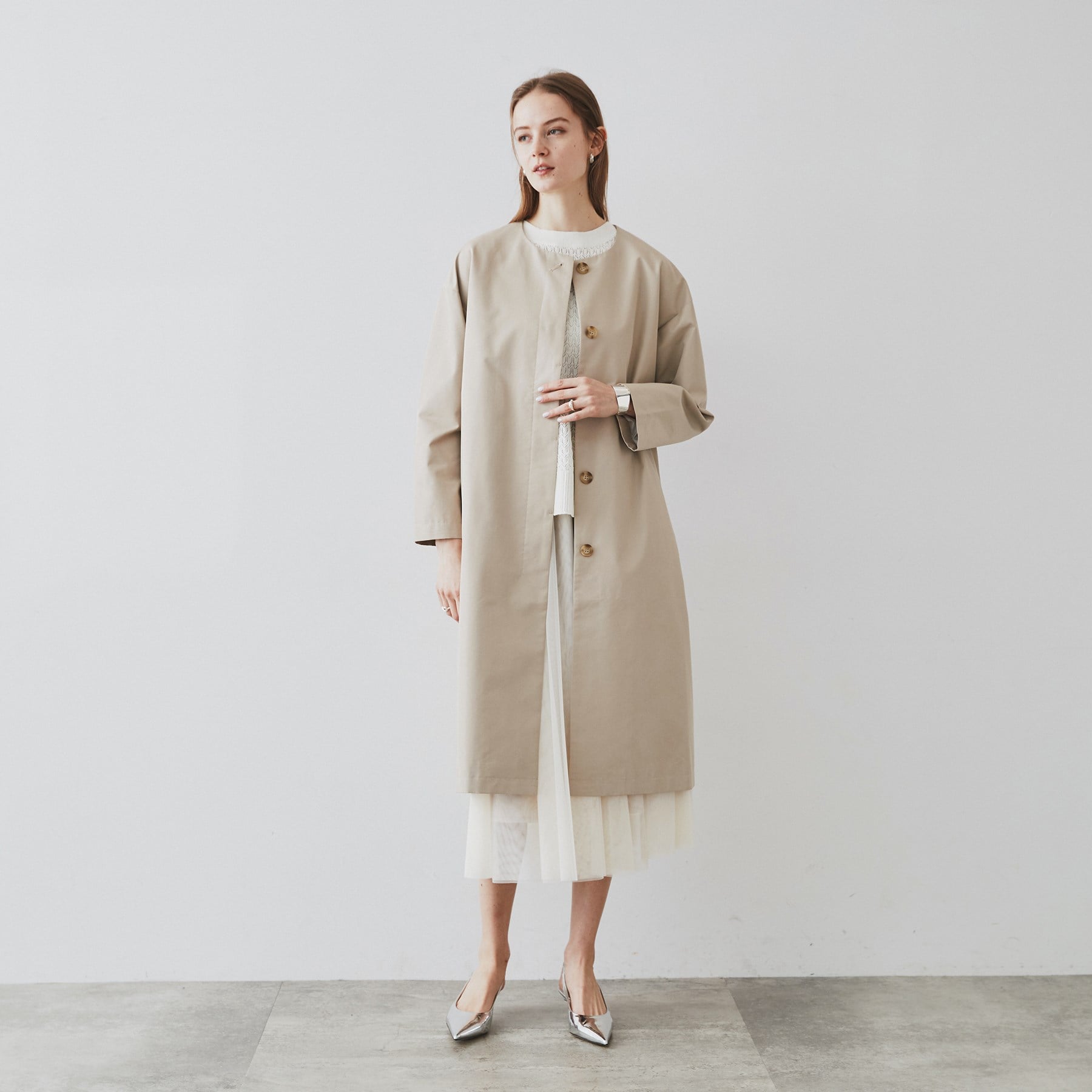 クロエンス cloenc シャンブレーノーカラーコート
