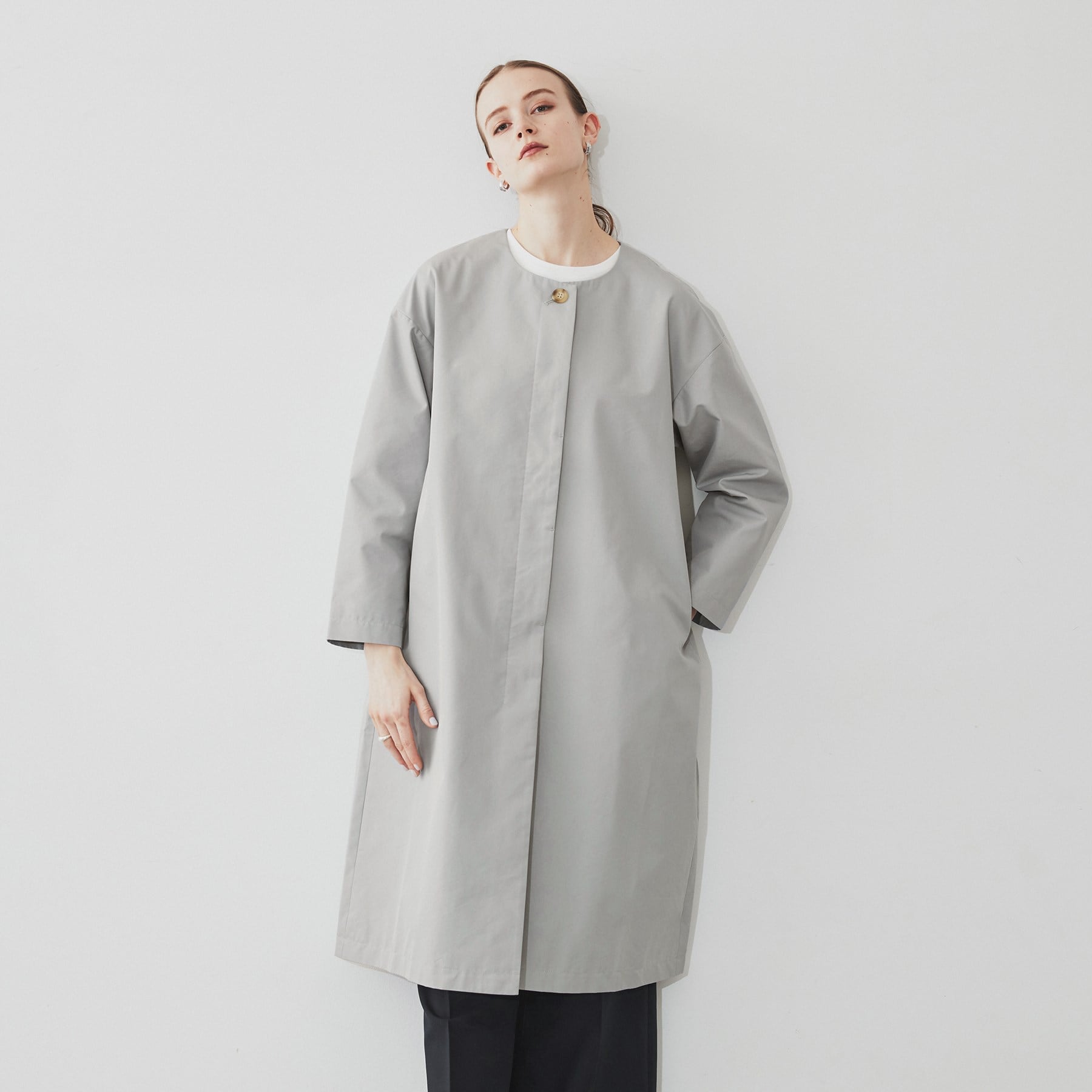 クロエンス cloenc シャンブレーノーカラーコート