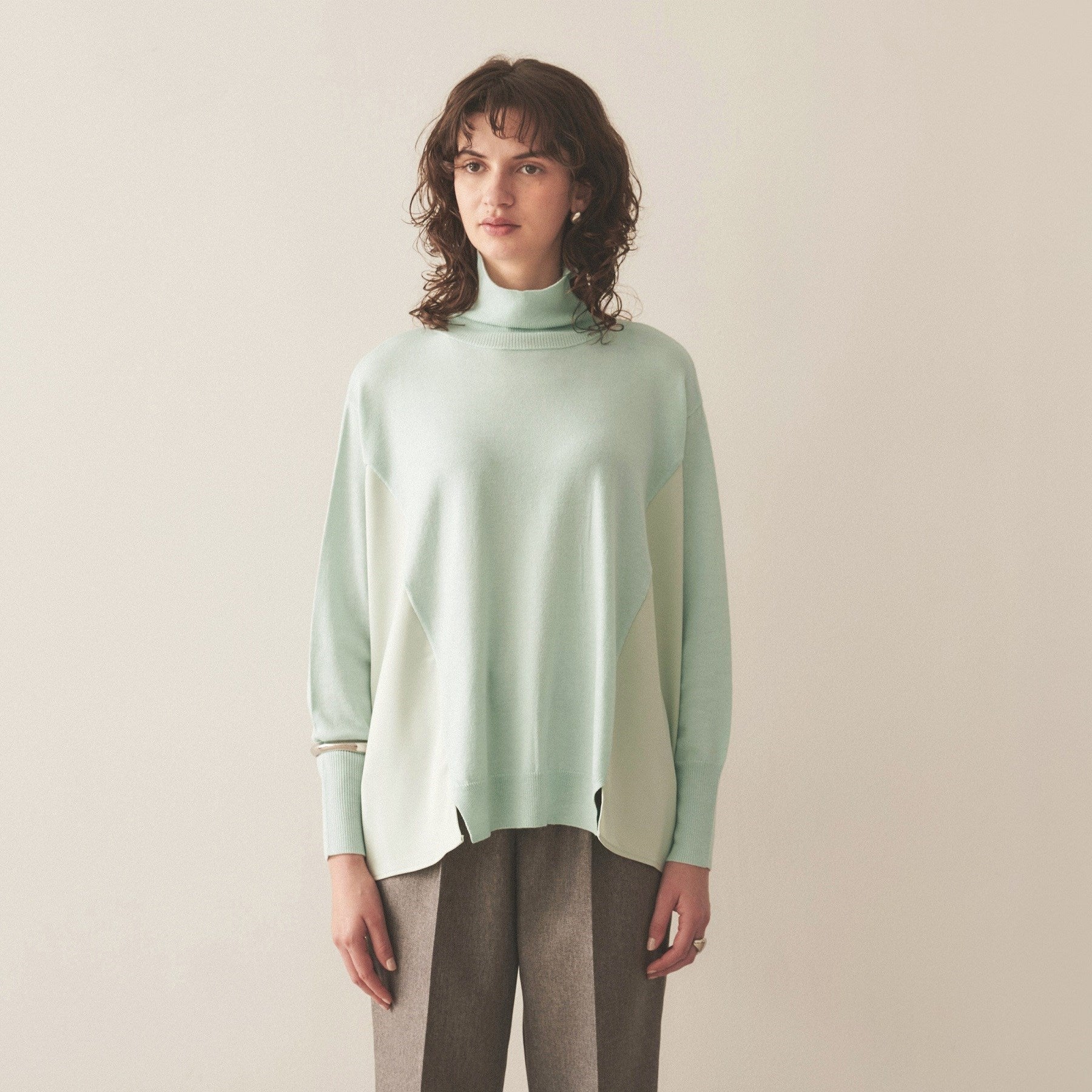 クロエンス cloenc ドッキング フレアニットプルオーバー （ミントグリーン(021)） ミントグリーン(021)