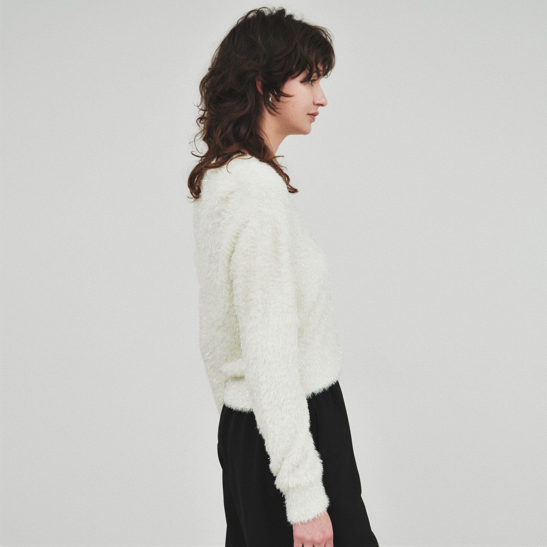 クロエンス cloenc ラメフェザー ニットカーデガン （オリーブグリーン(026)） オリーブグリーン(026)