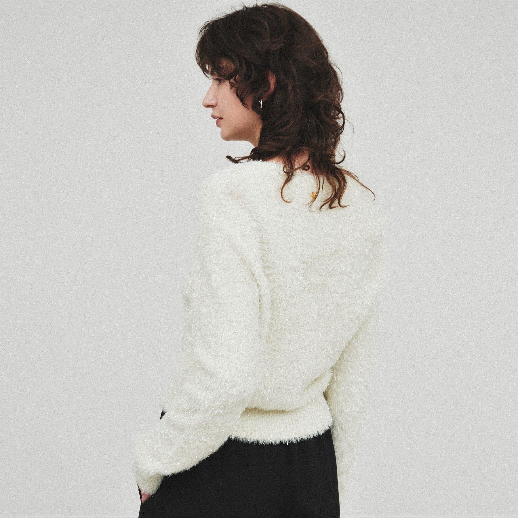 クロエンス cloenc ラメフェザー ニットカーデガン （オリーブグリーン(026)） オリーブグリーン(026)