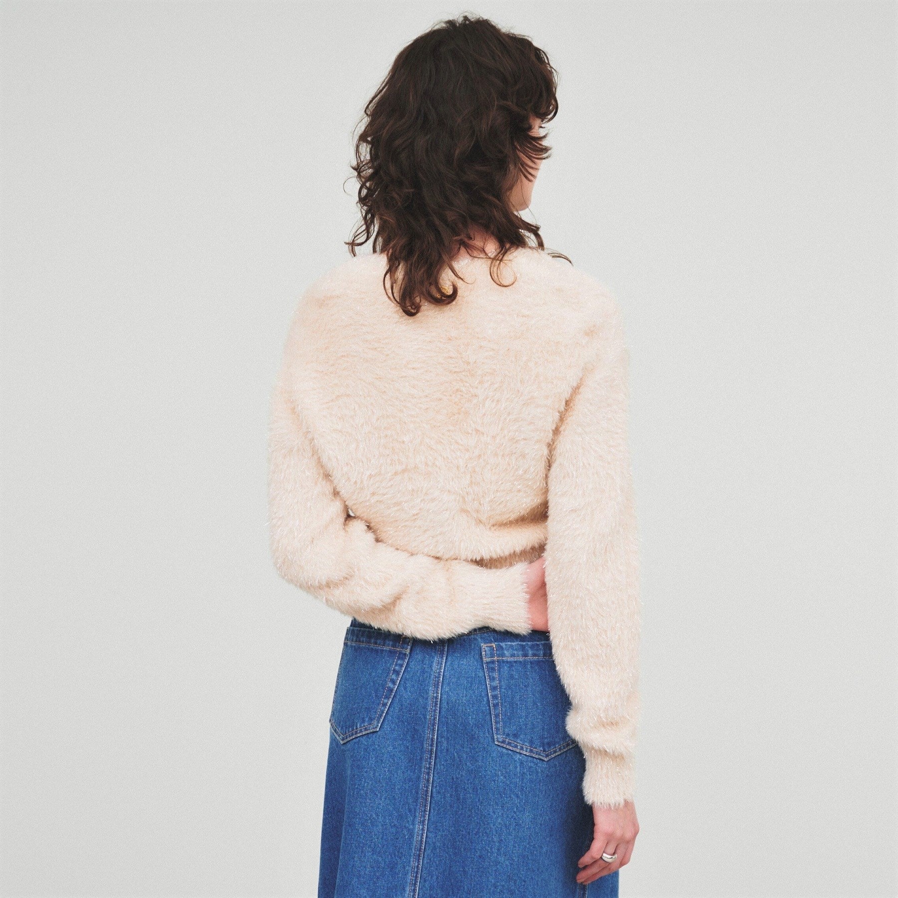 クロエンス cloenc ラメフェザー ニットカーデガン （オリーブグリーン(026)） オリーブグリーン(026)