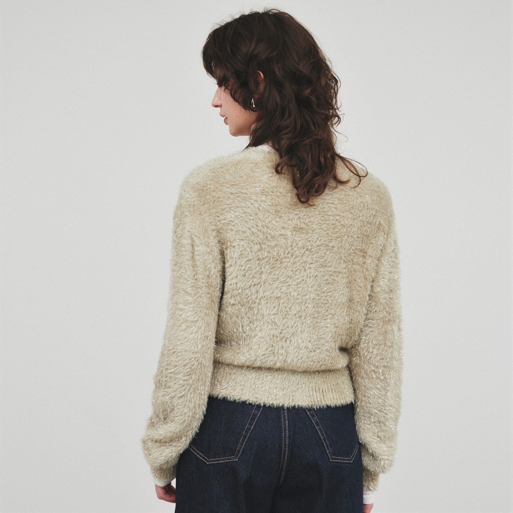 クロエンス cloenc ラメフェザー ニットカーデガン （オリーブグリーン(026)） オリーブグリーン(026)