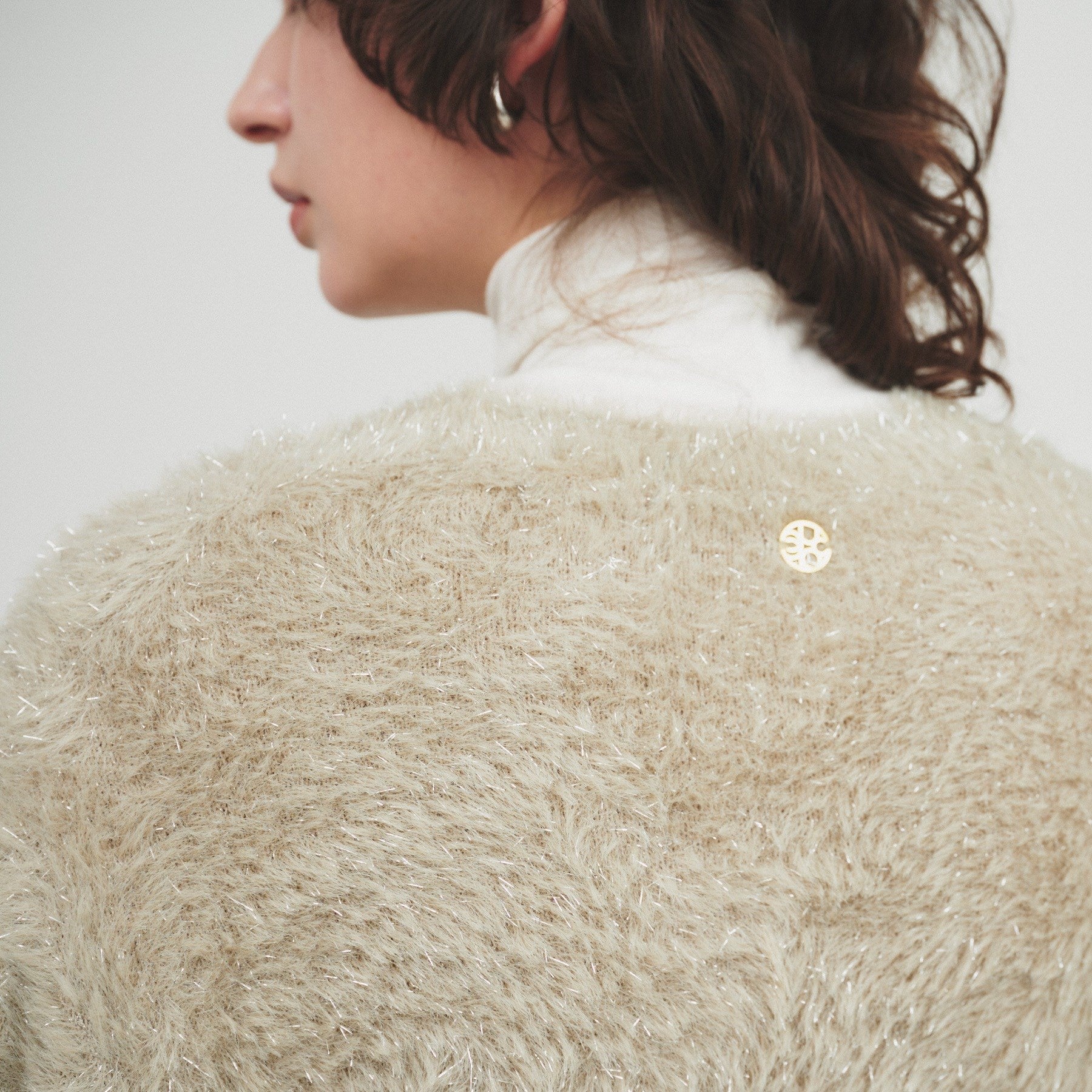 クロエンス cloenc ラメフェザー ニットカーデガン （オリーブグリーン(026)） オリーブグリーン(026)