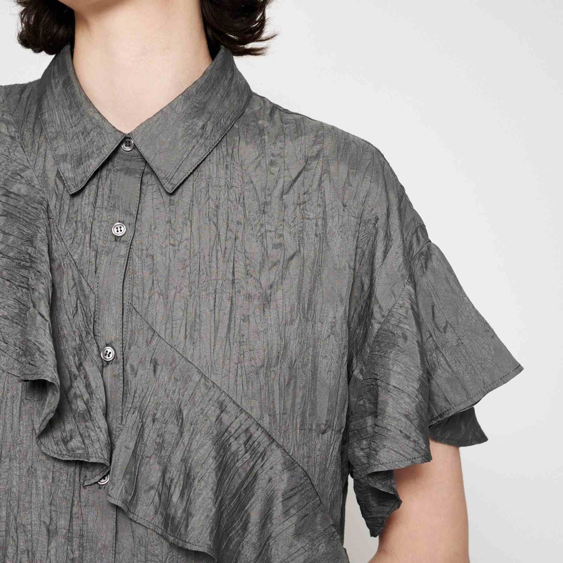 クロエンス cloenc 【手洗い可／ラクちん】フリルワッシャーワンピース （ブラック(019)） ブラック(019)