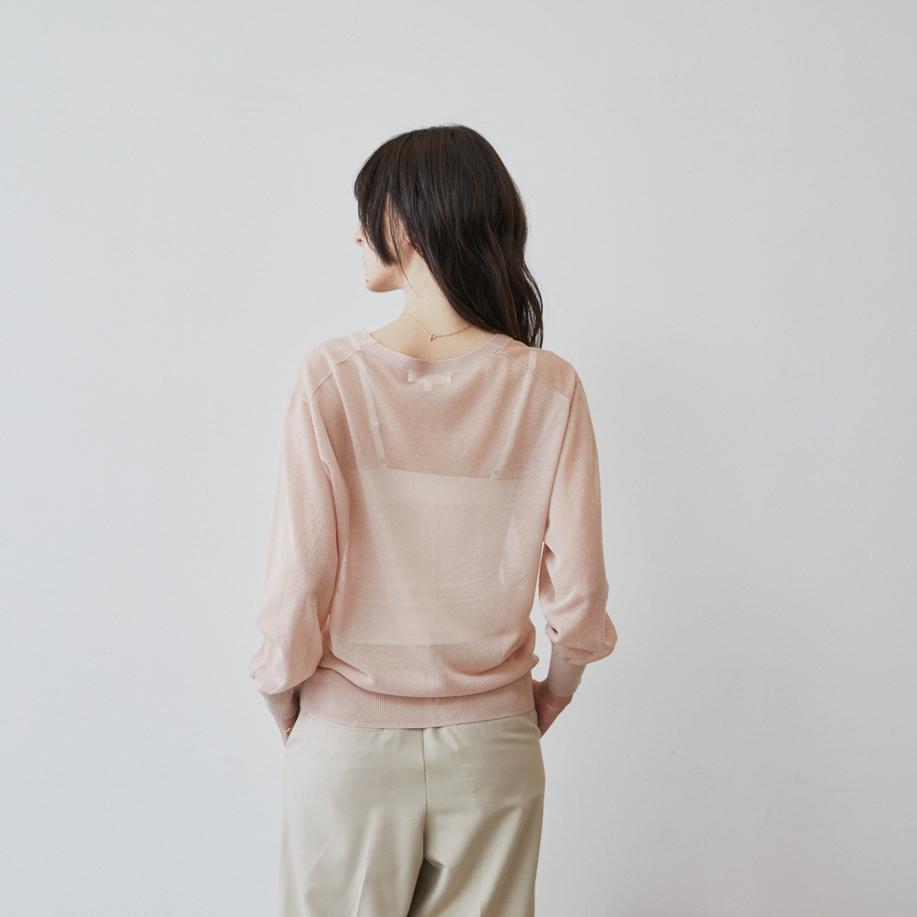 クロエンス cloenc シアーVネックカーディガン