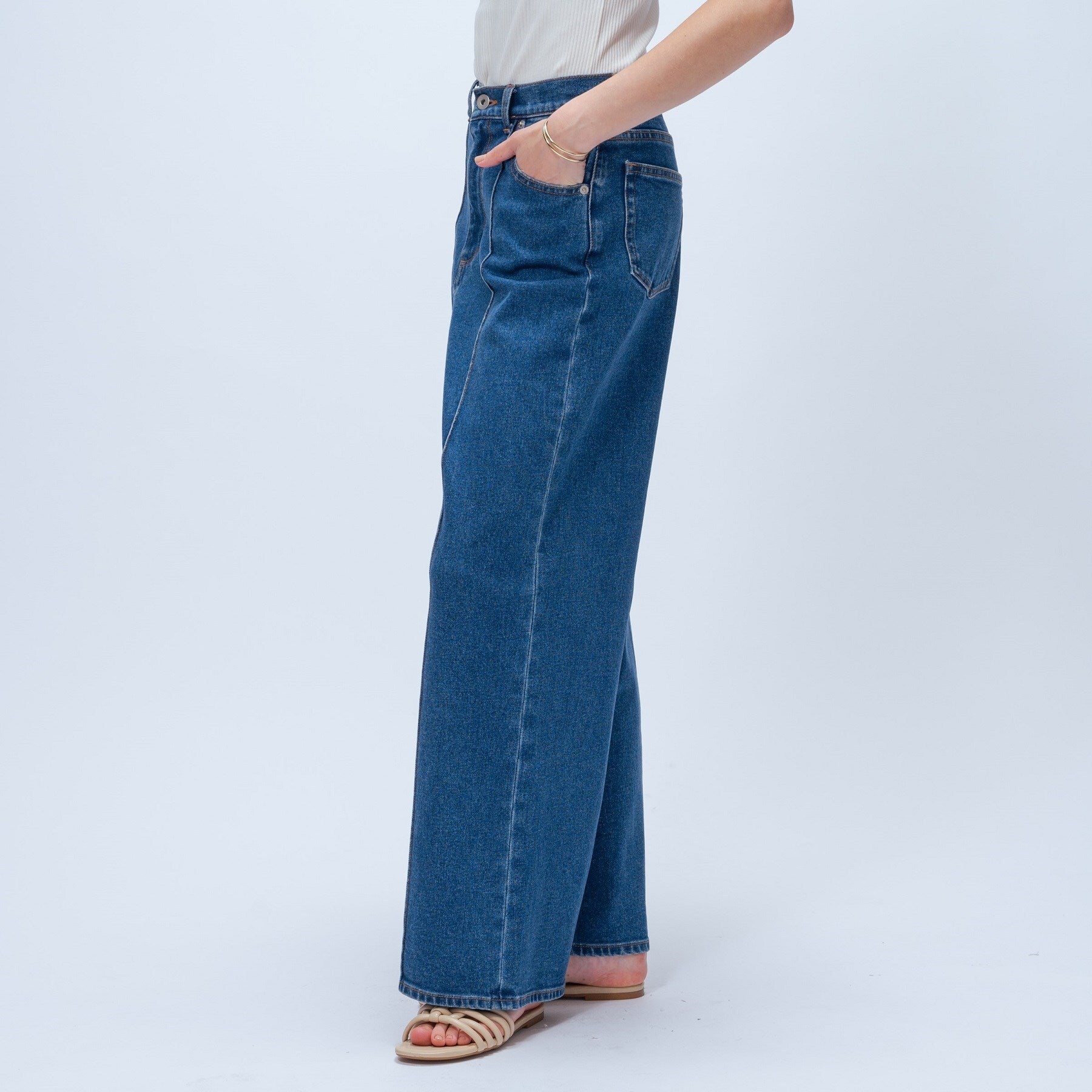 クロエンス cloenc 【マシンウォッシュ】ストレッチデニムワイドパンツ （ネイビー(094)） ネイビー(094)