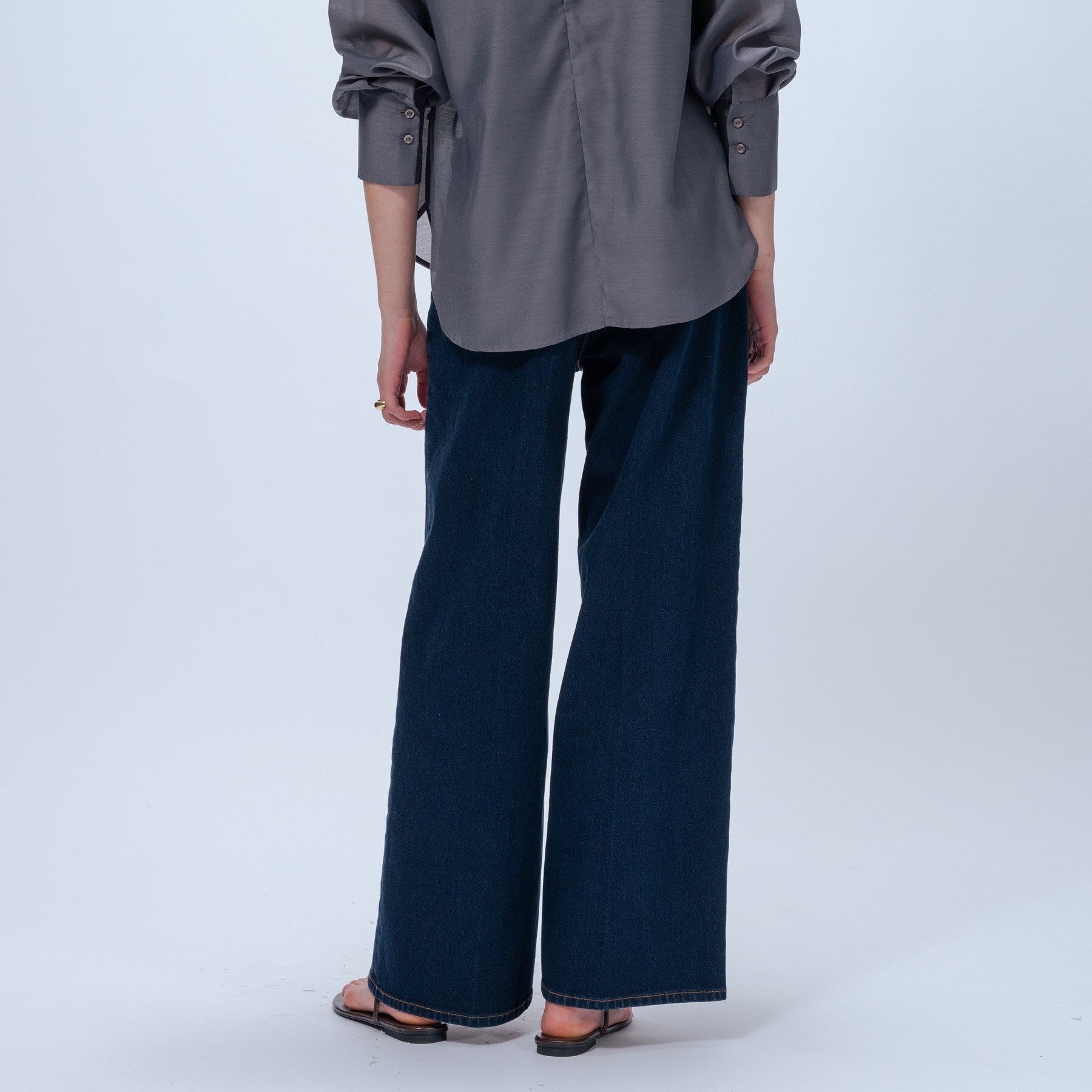 クロエンス cloenc 【マシンウォッシュ】ストレッチデニムワイドパンツ （ネイビー(094)） ネイビー(094)