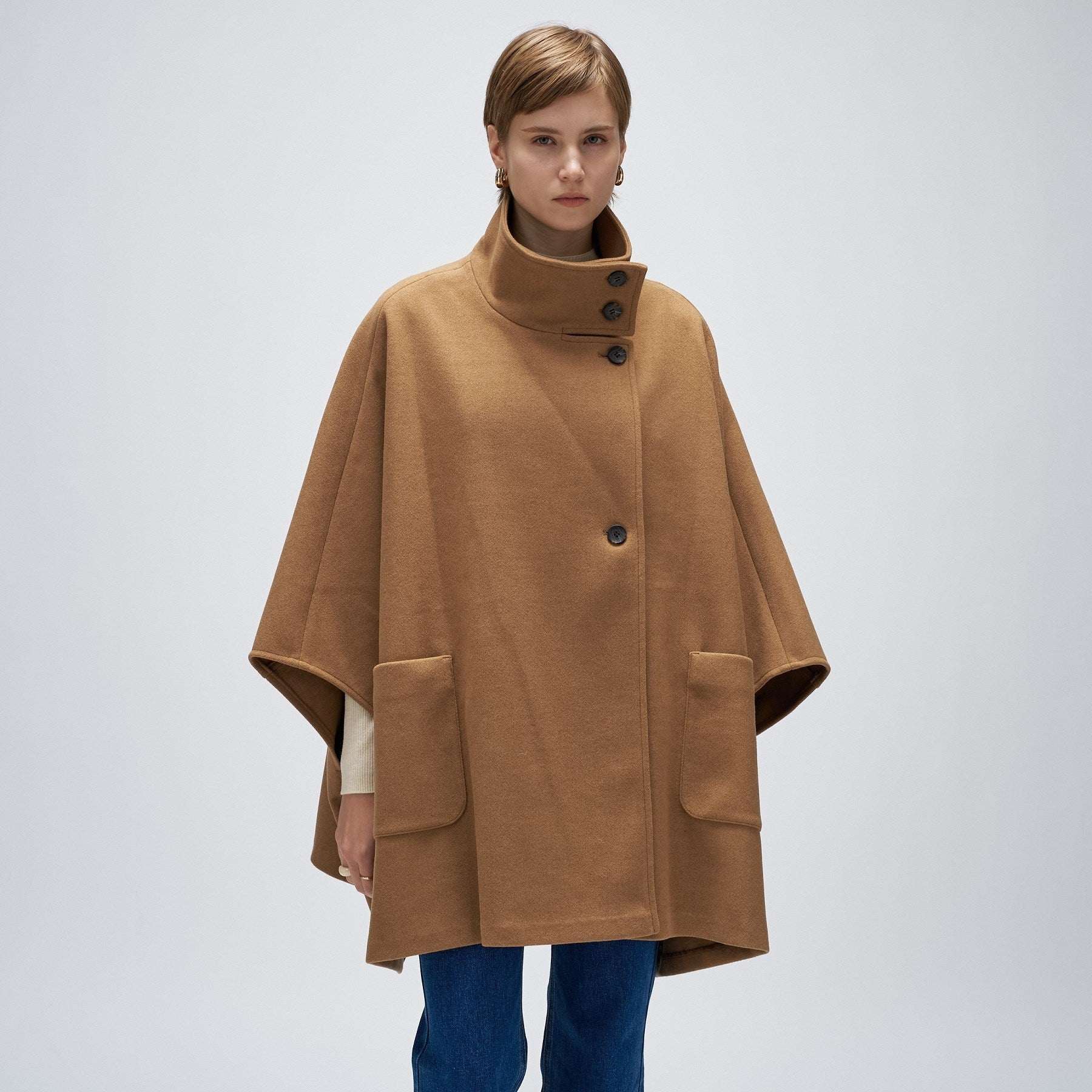 クロエンス cloenc 【手洗い可】メルトンジャージケープコートコート （ネイビー(094)） ネイビー(094)