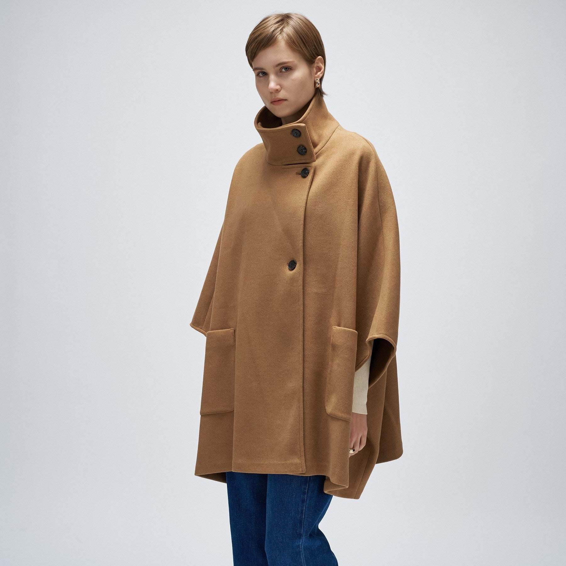 クロエンス cloenc 【手洗い可】メルトンジャージケープコートコート （ネイビー(094)） ネイビー(094)