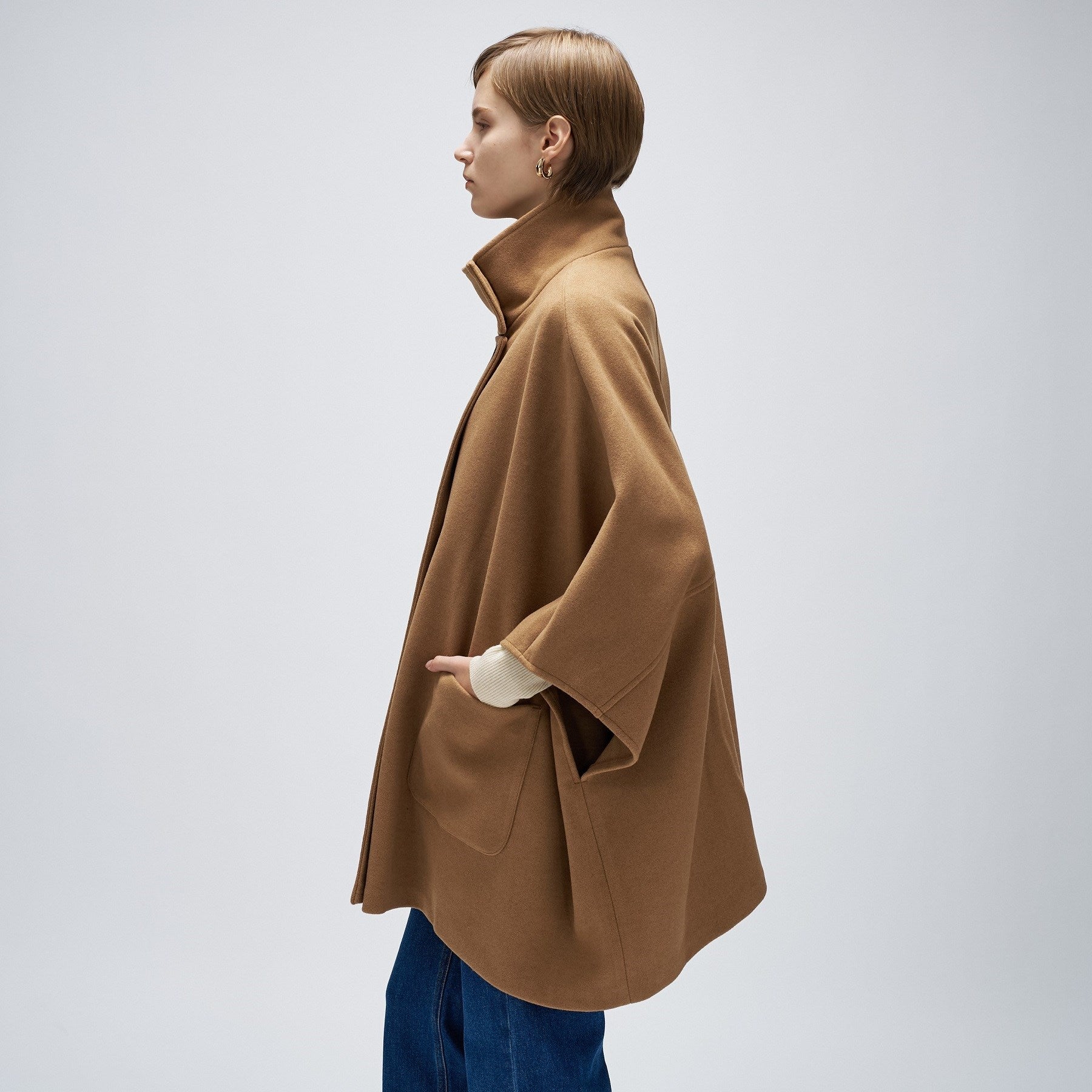 クロエンス cloenc 【手洗い可】メルトンジャージケープコートコート （ネイビー(094)） ネイビー(094)