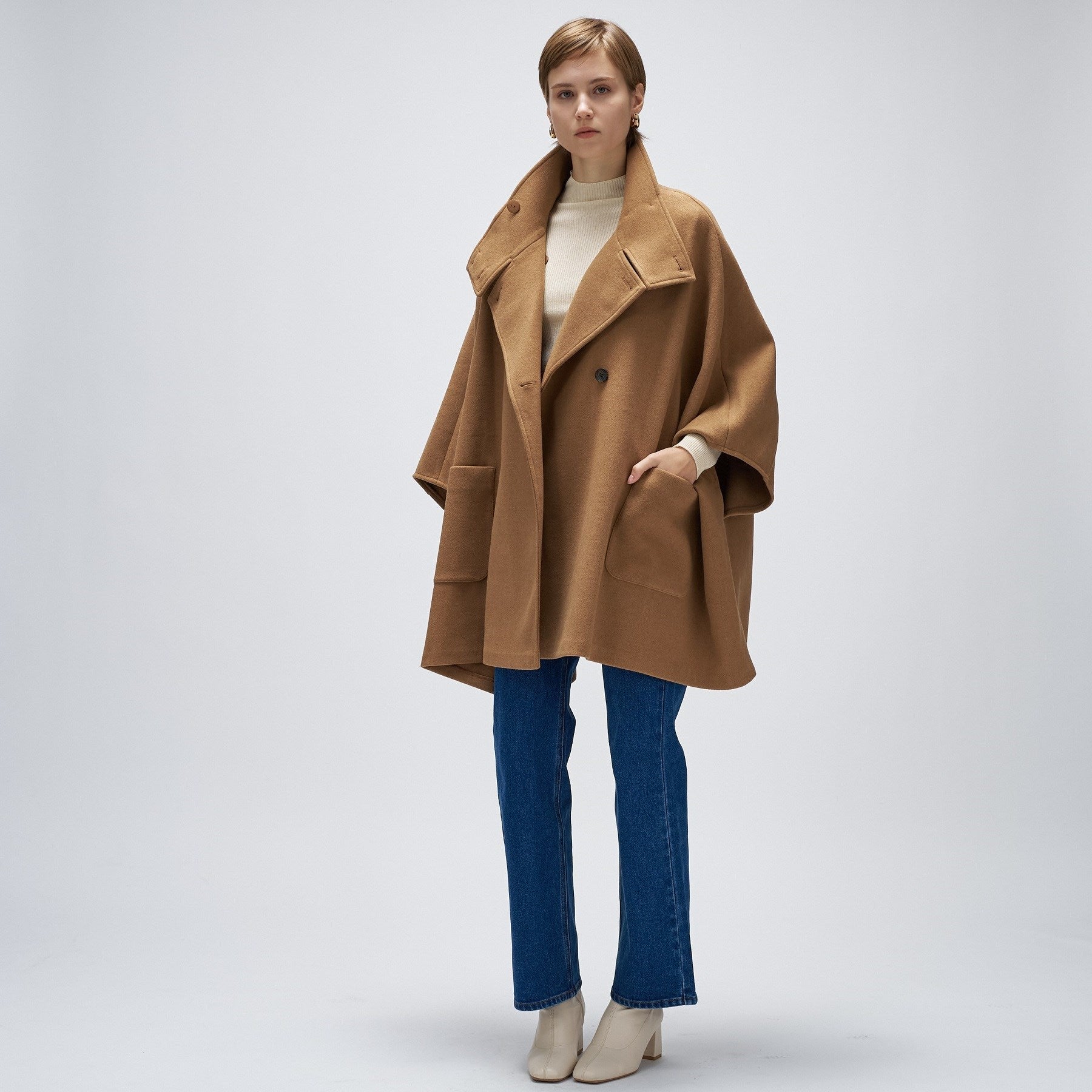 クロエンス cloenc 【手洗い可】メルトンジャージケープコートコート （ネイビー(094)） ネイビー(094)