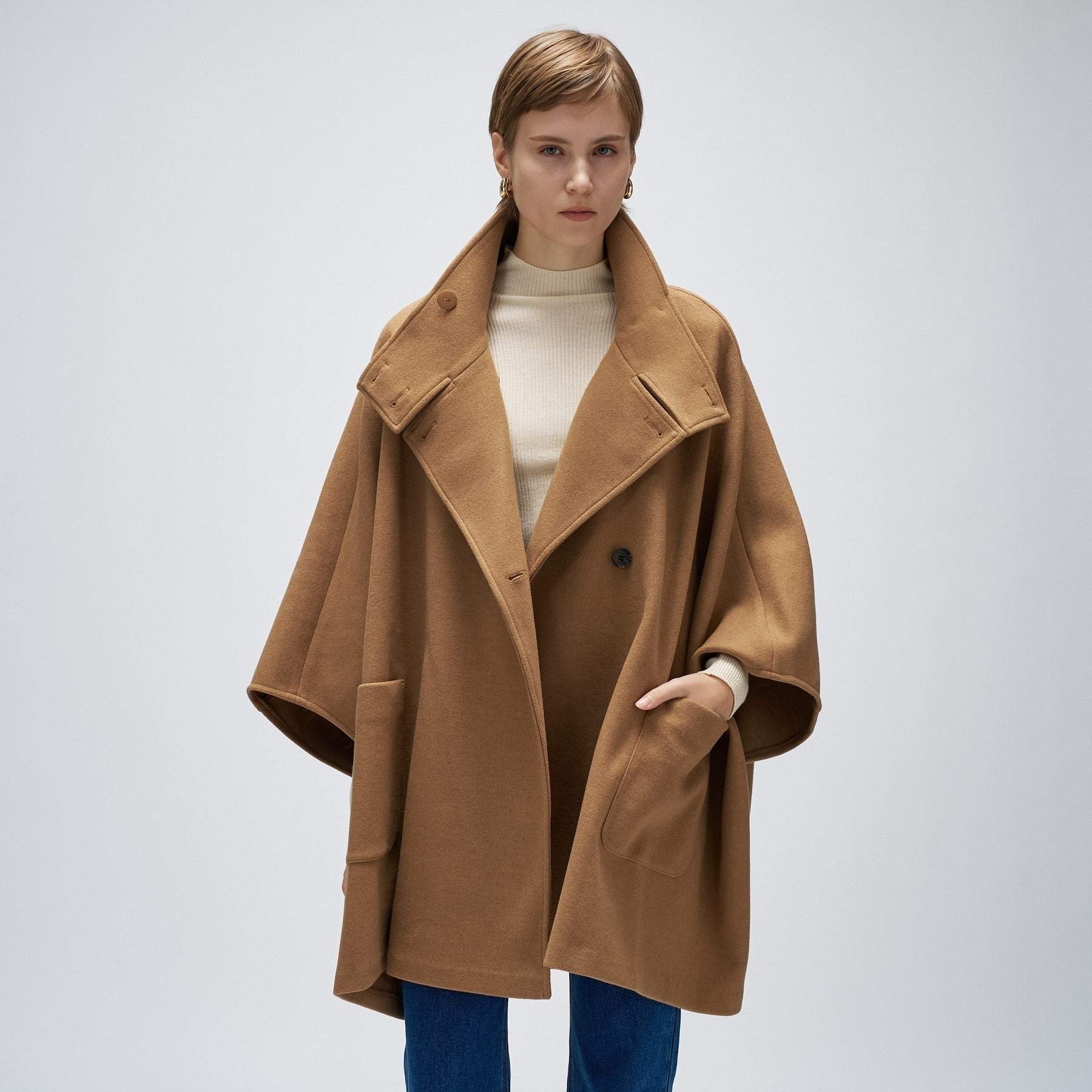 クロエンス cloenc 【手洗い可】メルトンジャージケープコートコート （ネイビー(094)） ネイビー(094)