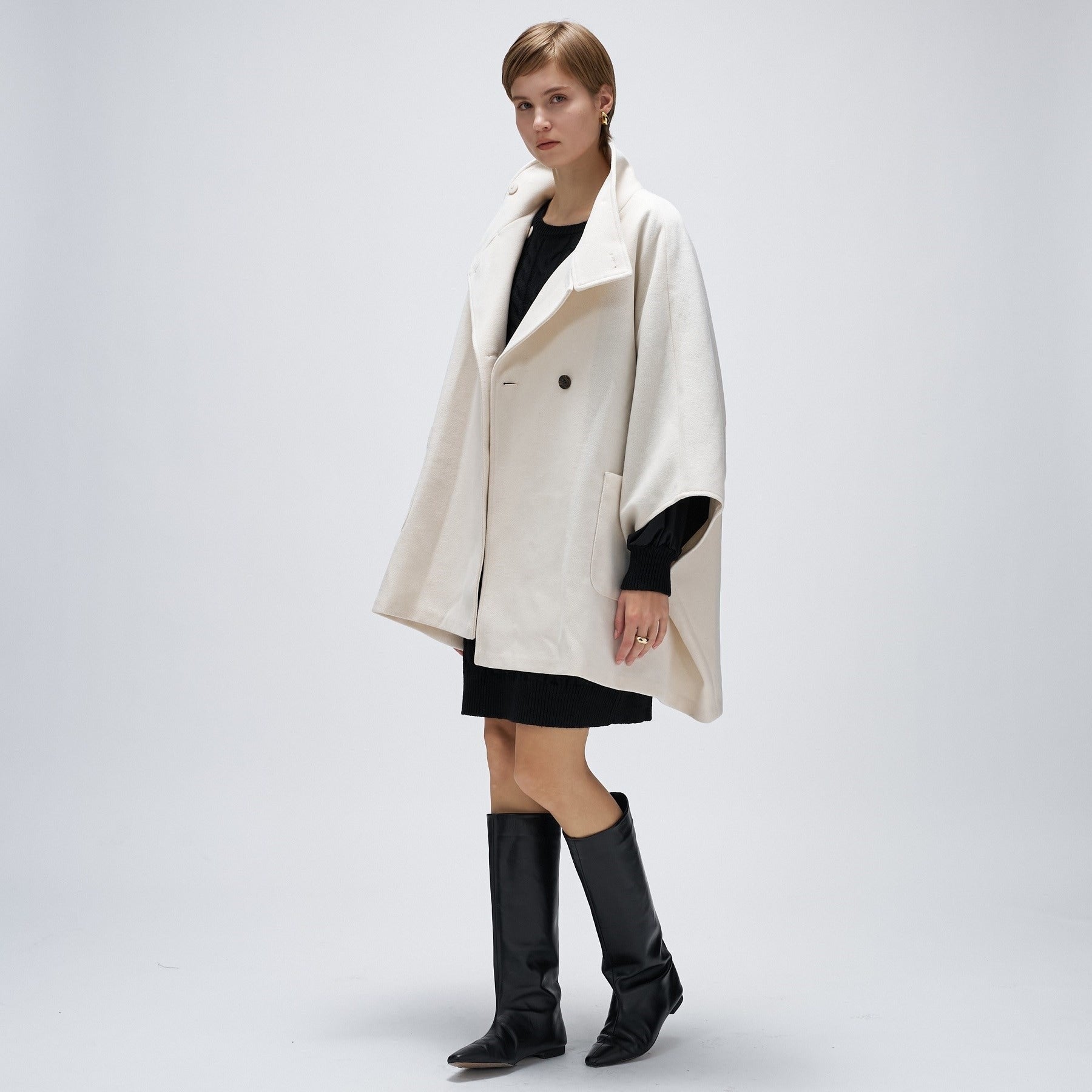 クロエンス cloenc 【手洗い可】メルトンジャージケープコートコート （ネイビー(094)） ネイビー(094)