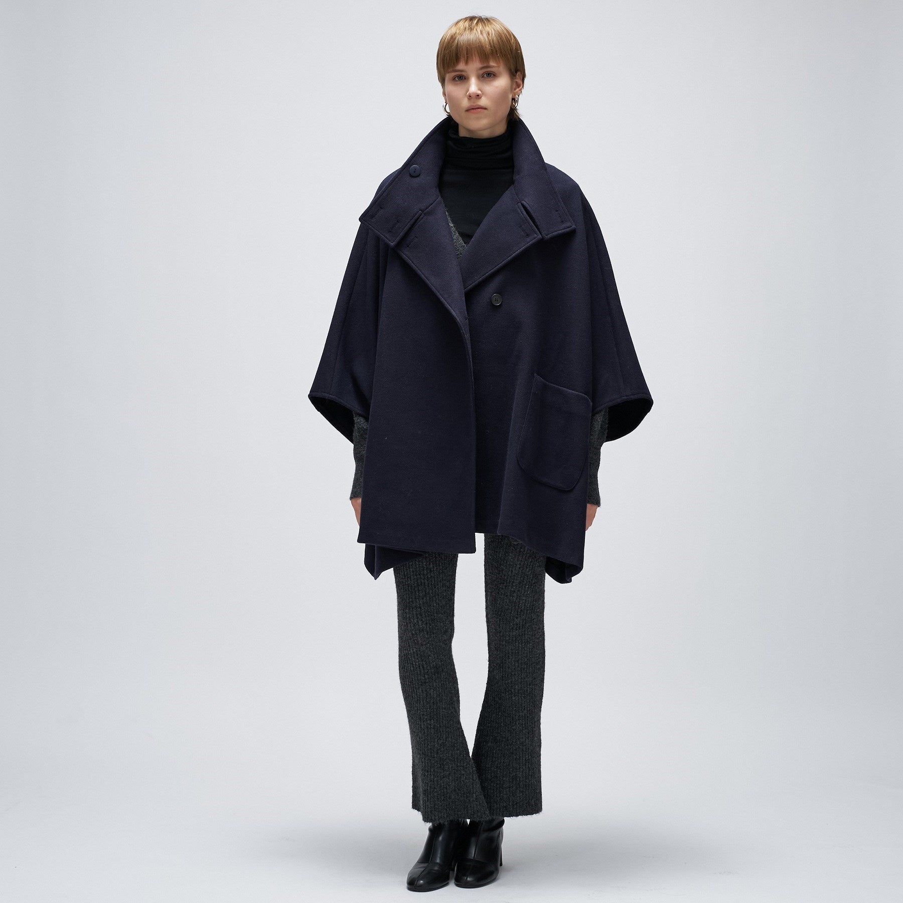 クロエンス cloenc 【手洗い可】メルトンジャージケープコートコート （ネイビー(094)） ネイビー(094)