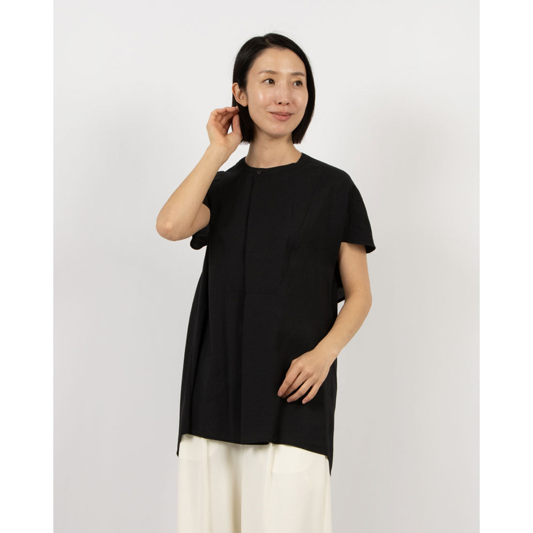 マノフ MANOF BACK OPEN DRESS SHIRT,BLACK