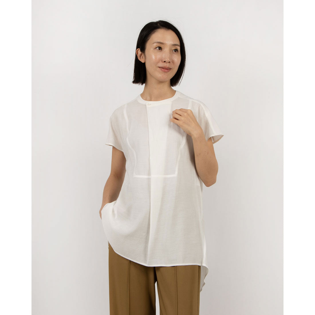 マノフ MANOF BACK OPEN DRESS SHIRT,WHITE