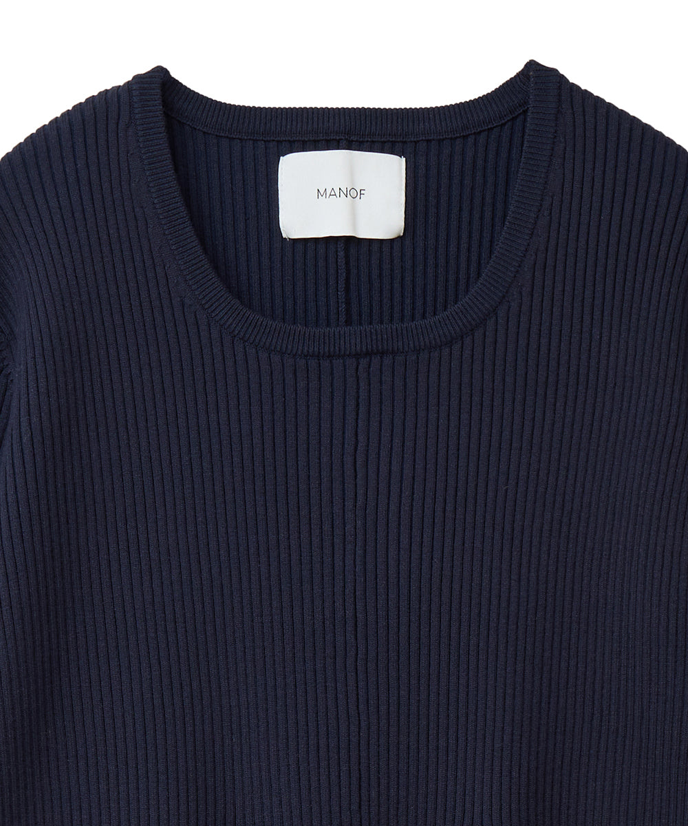 マノフ MANOF FLARE RIB KNIT TOPS （GRAY） GRAY