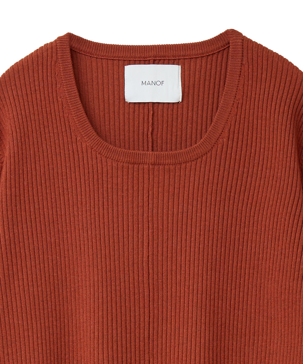マノフ MANOF FLARE RIB KNIT TOPS （GRAY） GRAY
