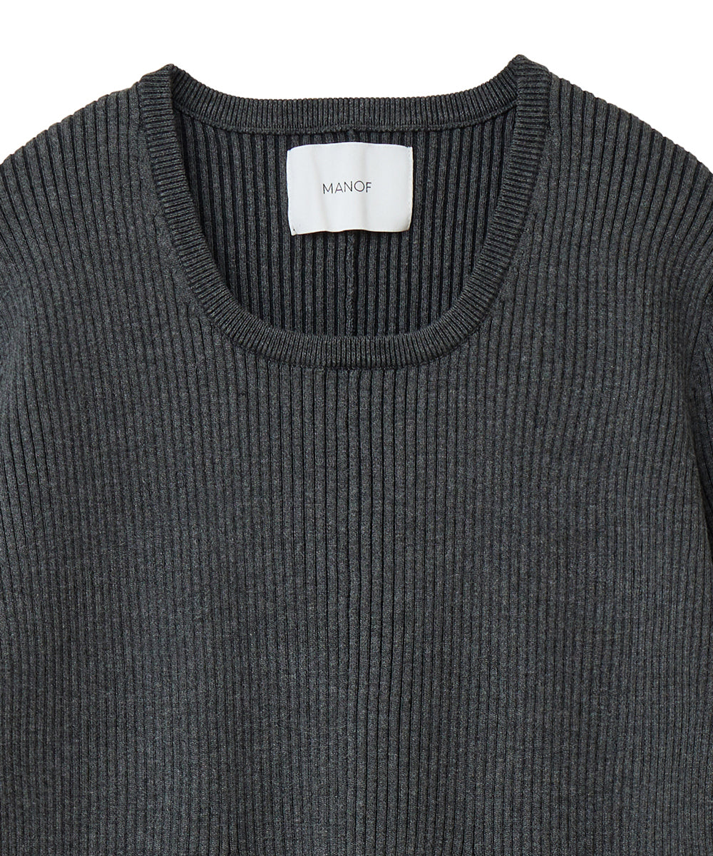マノフ MANOF FLARE RIB KNIT TOPS （GRAY） GRAY