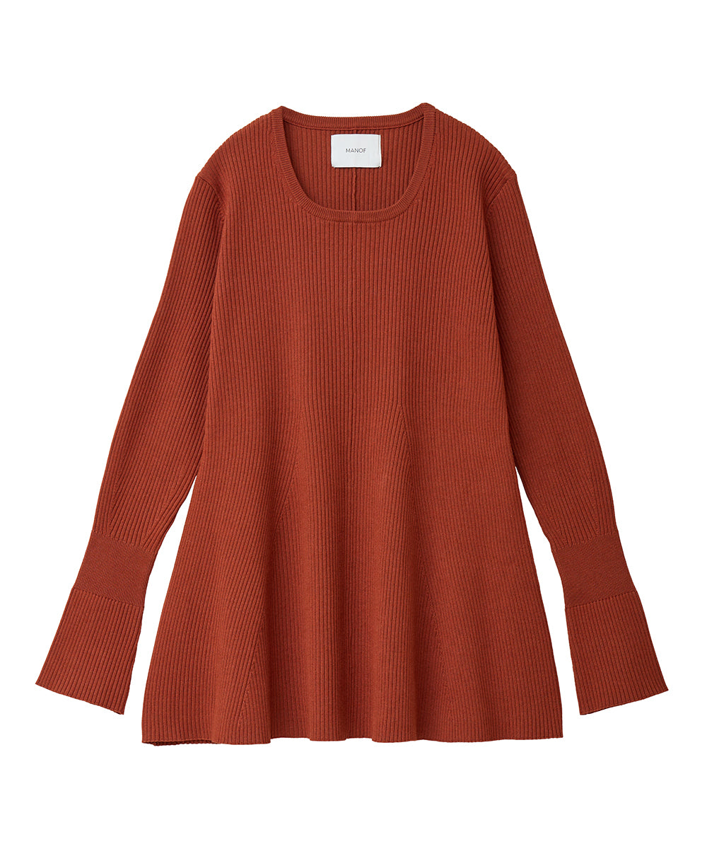 マノフ MANOF FLARE RIB KNIT TOPS （ORANGE） ORANGE