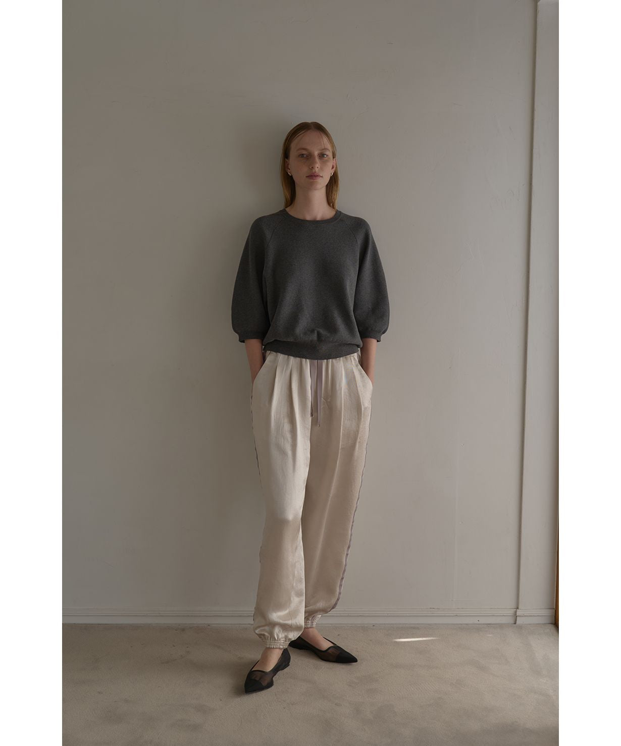 マノフ MANOF SIDE LINE SPORTS SATIN PANTS （NAVY） NAVY